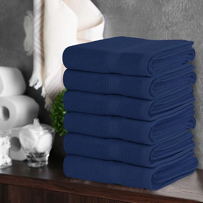 Utopia Towels 6 Pack Premium Hand Towels Set, 16 by 28 inches, 100% Ring Spun Cotton, Ultra Soft and Highly Absorbent 600GSM Towels for Bathroom, Gym, Shower, Hotel, and Spa, Navy Blue