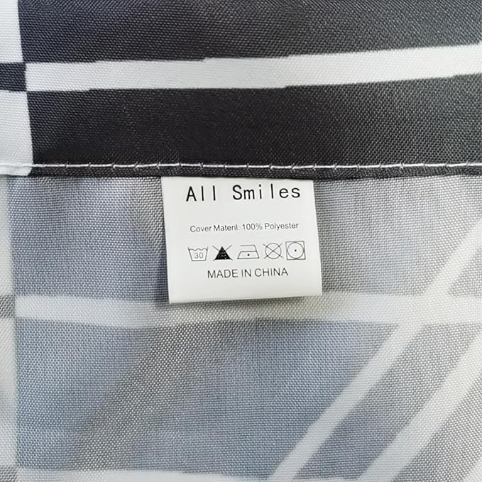 All Smiles Black Shower Curtain Sets with Non-Slip Rugs,Toilet Lid Cover and Bath Mat,White and Gray Bathroom Decor Set Accessories Waterproof Shower Curtains
