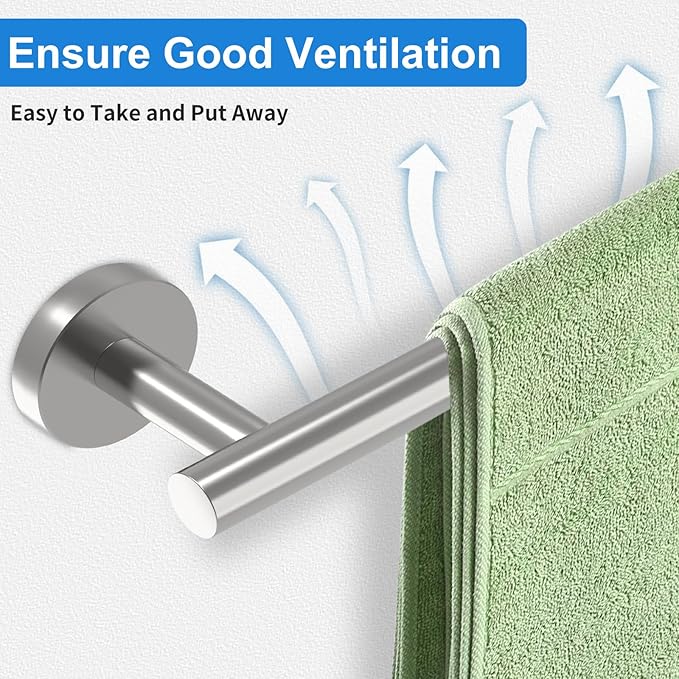 Brushed Nickel Towel Bar for Bathroom, Towel Rack for Bathroom Wall Mounted 30 Inch, SUS304 Stainless Steel Towel Rods for Bathroom, Total Length 32-Inch Bath Towel Holder, Modern Home Decor