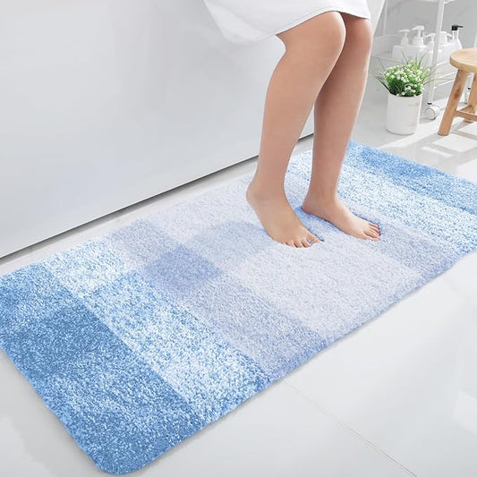 OLANLY Bathroom Rugs Mat 45x27, Extra Soft Absorbent Microfiber Bath Rugs, Rubber Backing, Quick Dry, Machine Washable Bath Mats for Bathroom Floor, Tub and Shower, Home Decor Accessories, Light Blue