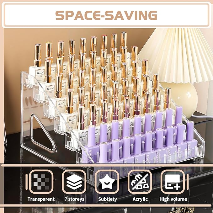 2Pcs Premium Sunglass Organizer Stand,7 Tier Acrylic Holder for Glasses, Nail Polish Display Rack, Organizer for Organizing Sunglasses, Cosmetics, Nail Polish (2 Set)