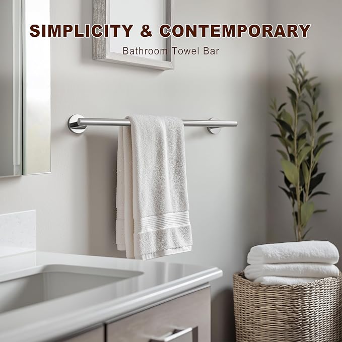SEIDO Towel Holder Chrome with 21.4" Usable Length, 304 Stainless Steel Towel Bar for Bathroom Wall, 24 Inch Towel Racks for Bathroom, Polished Chrome