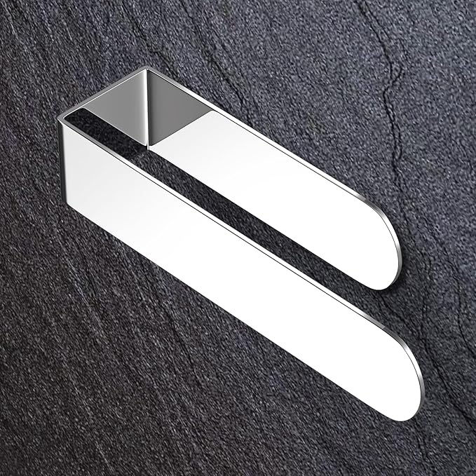 HUFEEOH Adhesive Hand Towel Holder, Kitchen Towel Rack Towel Bars Wall Mounted, Stainless Steel Bath Towel Holder for Bathroom Hotel Kitchen (8 inch, Polished Silver)