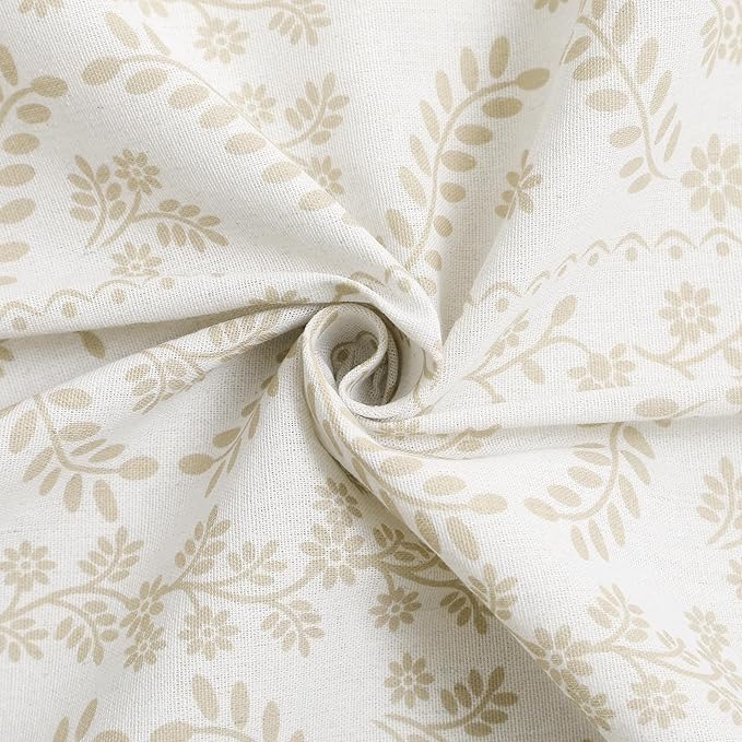 Lush Decor Doreen Delicate Floral Linen Textured Shower Curtain Single 72" W x 72" L Neutral - Floral Shower Curtains for Bathroom - Bathroom Curtain