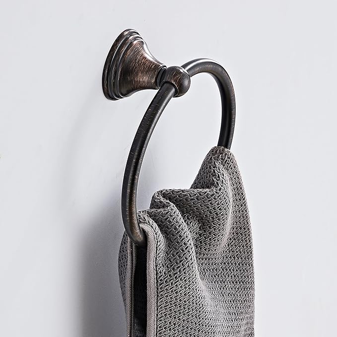 Towel Ring for Bathroom, Oil Rubbed Bronze Hand Towel Holder 1 Pack, Bathroom Accessories and Towel Racks for Bathroom Wall