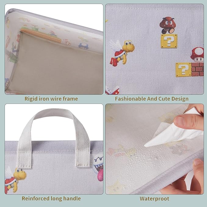 Super Storage Basket for Kids,Collapsible Baby Laundry Large Hamper,Waterproof Nursery Bedroom Decor,Brothers Dirty Clothes Basket ,Boys and Girls Birthday Gift Bag Toy Bin(Grey,Rectangular)