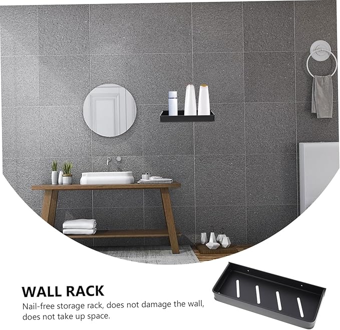 Wall Mounted Bathroom Storage Rack Nail-Free Aluminum Organizer Shelf for Toiletries Stylish Bathroom Shelf Easy Installation for Small Spaces