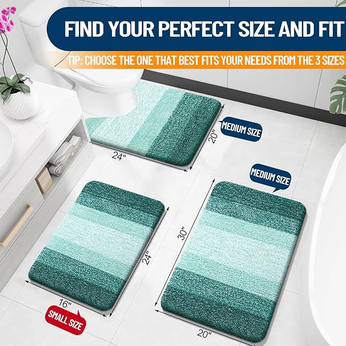 OLANLY Bathroom Rugs Mat 34x21, Extra Soft Absorbent Microfiber Bath Rugs, Rubber Backing, Quick Dry, Washable Bath Mats for Bathroom Floor, Tub and Shower, Home Decor Accessories, Blackish Green