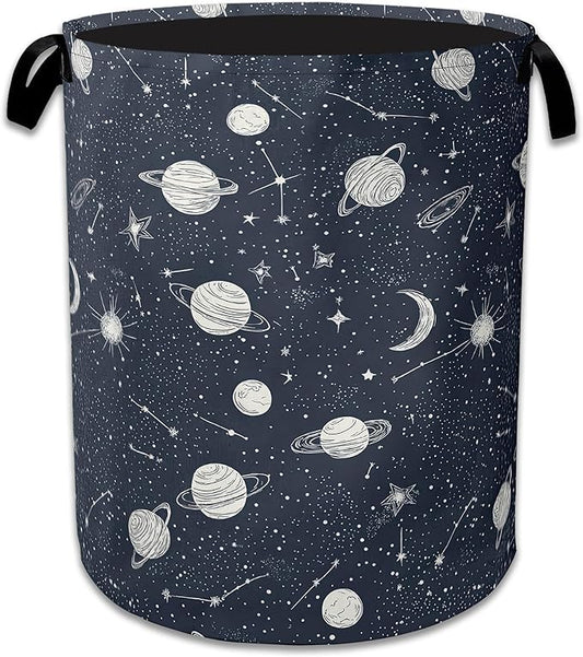 Star Moon Laundry Basket Collapsible Laundry Hamper with Handle, Oxford Clothes Toy Storage Bin for Bathroom Bedroom Room Decor, Gift Basket 16" X 20.8"