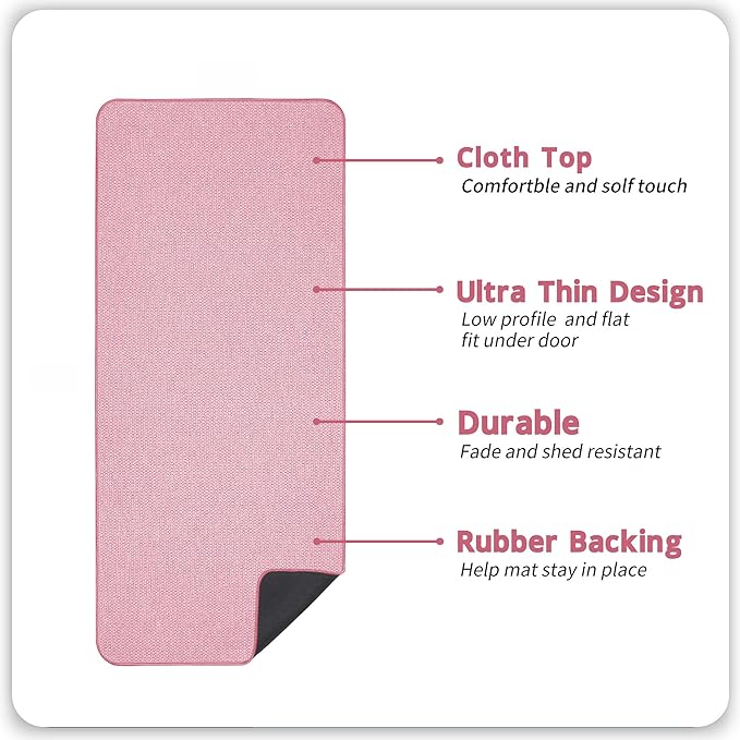 Bath Mat,Ultra Thin Bathroom Runner Rugs,Large Bath Mats for Bathroom,Quick Dry,Non-Slip,Machine Washable,Low Pile,Bath Rug,Shower Outside,Sink,Home Decor Accessories.Pink,3'x5'(36x60inch)