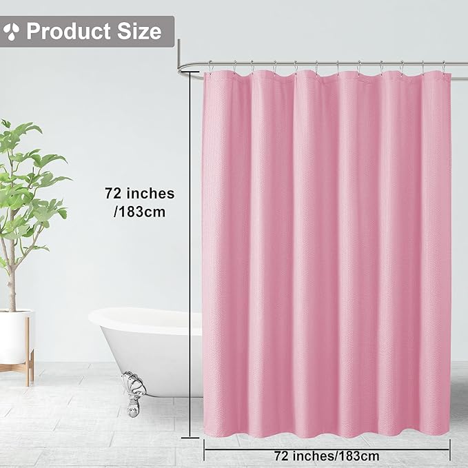 OVZME Berry Cute Girls Shower Curtain, Embossed Textured Fabric Shower Curtain for Bathroom - Soft Cloth & Hotel Spa Luxury, Water Repellent, Machine Washable Shower Curtain, 72X72, Hot Pink