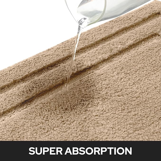 HOMEIDEAS Boho Bathroom Rugs, Modern Farmhouse Bathroom Decor, Super Soft and Absorbent Shower Mats, Non Slip, Machine Washable Bath Mat for Farmhouse Decor, 20" x 32" + 16" x 24"