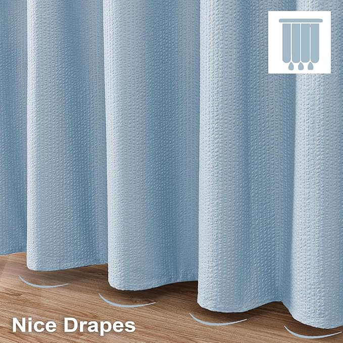 OVZME Berry Cute Shower Curtain, Embossed Textured Fabric Shower Curtain for Bathroom - Soft Cloth & Hotel Spa Luxury, Water Repellent, Machine Washable Shower Curtain, 72X72, Glacier Blue