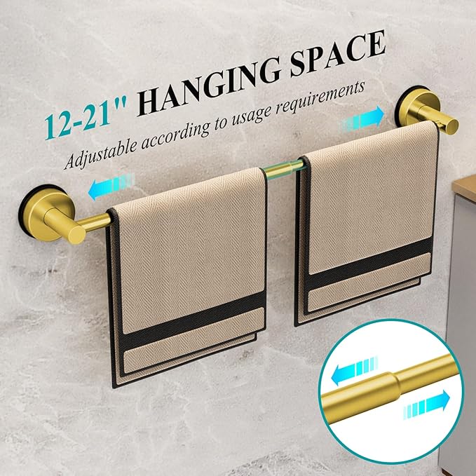 Towel Bar for Bathroom Wall,Adjustable 12~21 Inch Towel Racks for Bathroom Wall Mounted, Towel Holder for Glass Shower Door,Bathroom Accessories,Ap