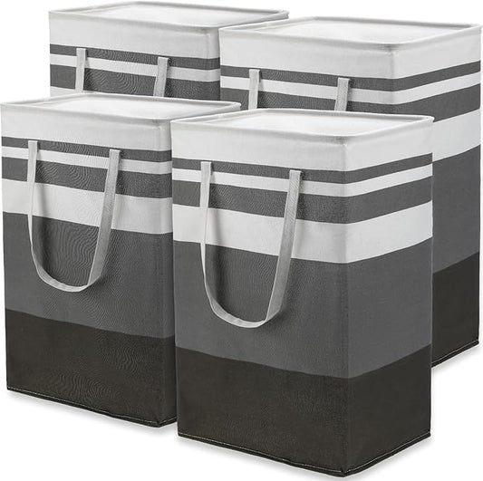 Eccliy 4 Pcs 100 L Large Laundry Basket Waterproof Freestanding Hamper Clothes Hamper Collapsible Laundry Baskets with Extended Handles for Clothes Towels Dorm (Gradient Grey)
