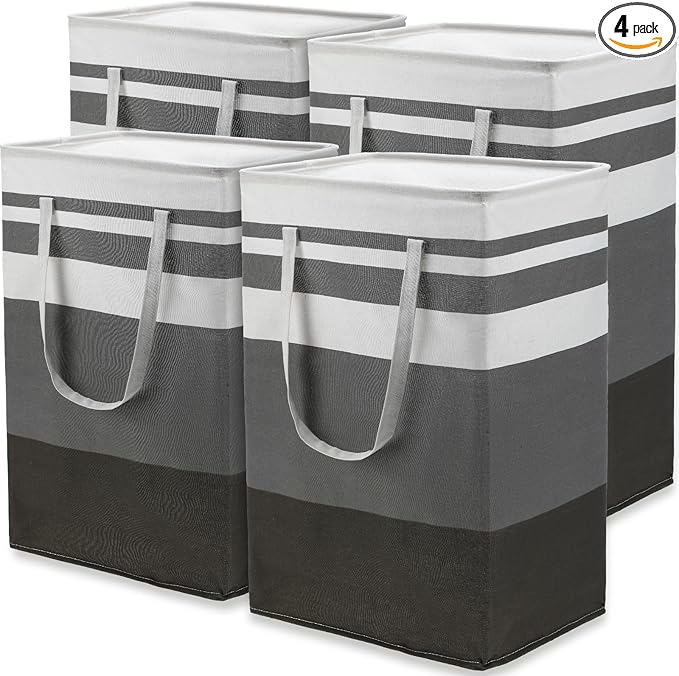 4 Pcs 75L Large Laundry Basket Laundry Hamper Freestanding Waterproof Clothes Hamper Collapsible Tall Clothes Basket with Extended Handles for Bedroom Bathroom Dorm and Family Towels Toys