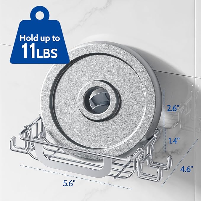 Soap Dish, Soap Bar Holder for Shower Suction Cup with 4 Hooks Wall Mounted, Stainless Steel No-Drilling Removable Waterproof Sponge Holder for Bathroom Bathtub Kitchen Sink, Silver