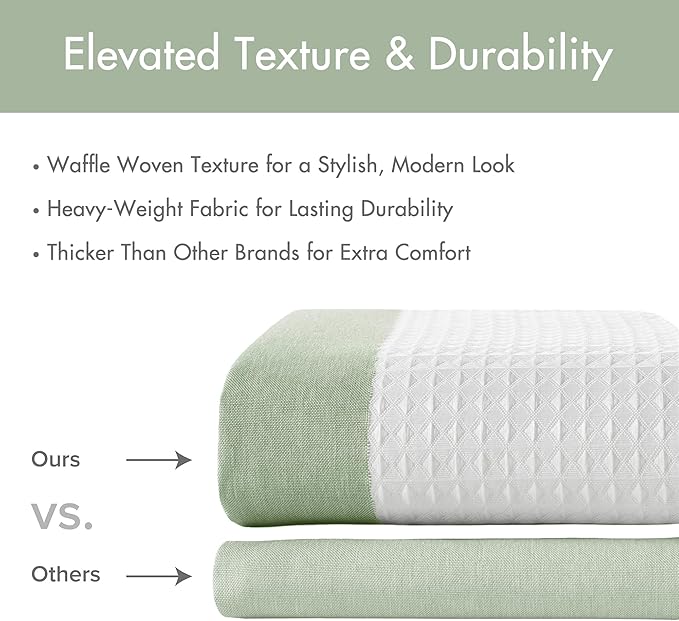 Madison Park Shower Curtain Spa Waffle Weave Wide Shower Curtain for Bathroom 3M Scotchgard Moisture Management, Spa Quality Modern Shower Curtains for Bathroom, Extra Wide 108"x72" Sage Green