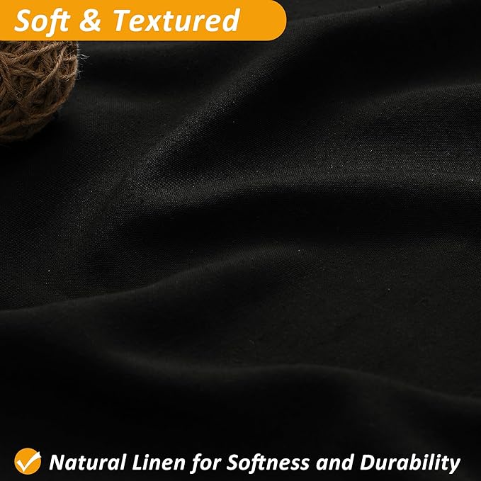 Naturoom Black Shower Curtain 78 inches Long Tall Linen Shower Curtain and Liner Heavy Duty Textured Burlap Cloth Double Bath Curtains with Top Sheer Window Country Style Man Bathroom Decor 72x78