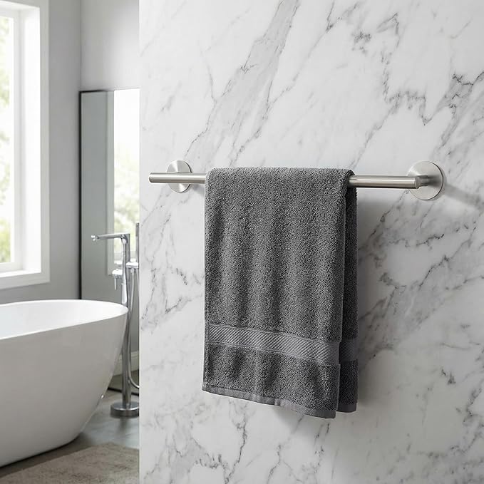 16 Inch Brushed Nickel Towel Bar - Self Adhesive No Drill Bathroom Towel Rack, 304 Stainless Steel Wall Mount Towel Holder by AcGlbauric Bathroom wall Mounted, Bath Towel Bar for Hardware Accessories