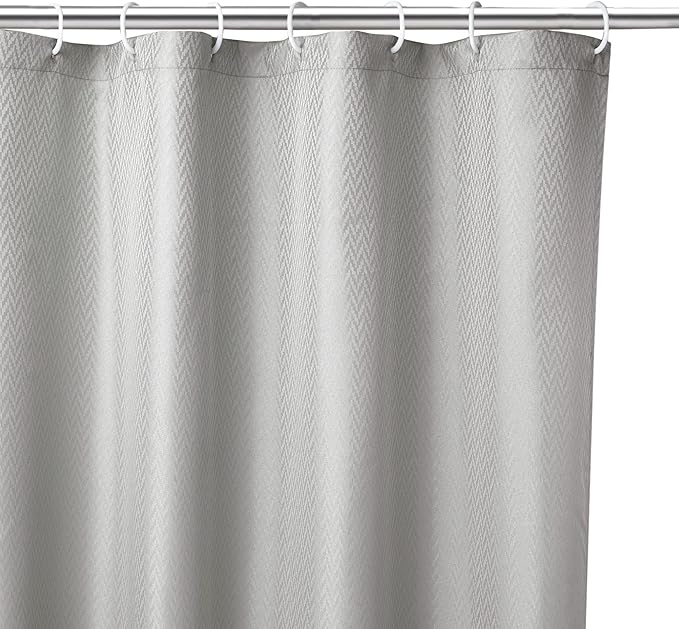 Encasa XO Luxury Jacquard Shower Curtain ZZ Light Grey 72x84 in | Rustproof, Wrinkle-Free, Water-Repellent & Machine Washable | Elegant Heavy Fabric for Bathroom Decor & Bathtub Use