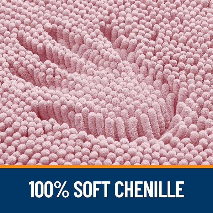 OLANLY Bathroom Rugs 40x32, Extra Soft Absorbent Chenille Bath Rugs, Rubber Backing Quick Dry, Machine Washable Bath Mats for Bathroom Floor, Tub and Shower, Home Decor Accessories, Dusty Rose