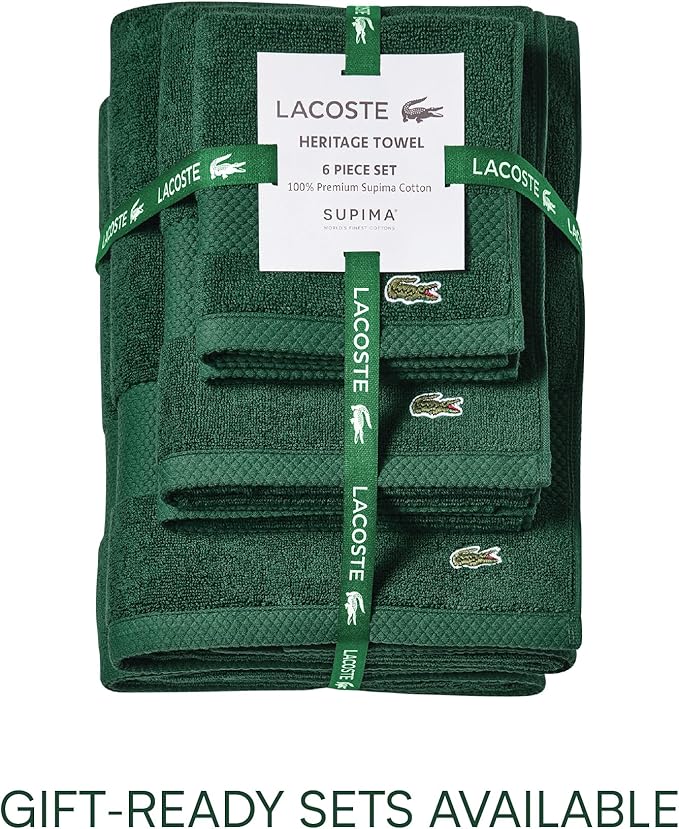 Lacoste Heritage 100% Supima Cotton Tub Mat, Croc Green, 21" x 31" – Highly Absorbent & Quick Drying, Premium Super Soft Bath Towel, Bathroom Essential, Gift for All Occasions, Machine Washable