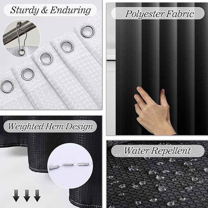 Bathroom Set - 27PC Bathroom Sets with Shower Curtain and Rugs, Black Bathroom Set, Black Bathroom Accessories Set with Push-lid Trash Can, Toilet Brush & Soap Dispensers