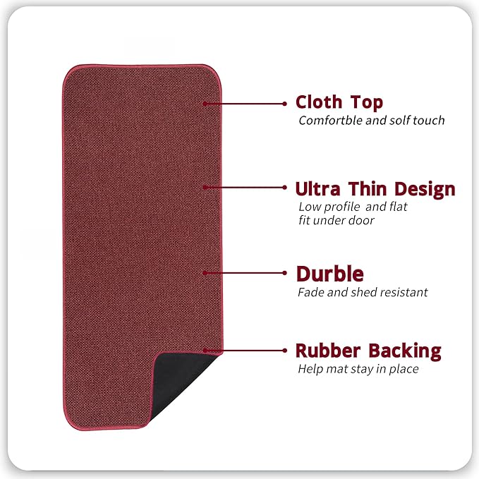 Bath Mat,Ultra Thin Bathroom Runner Rugs,Large Bath Mats for Bathroom,Quick Dry,Non-Slip,Machine Washable,Low Pile,Bath Rug,Shower Outside,Sink,Home Decor Accessories.Red,3'x4'(36x48inch)