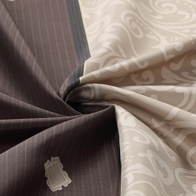 Seville Farmhouse Tan Polyester Bronze Striped Chocolate Cloth Classic Shower Curtain,Decorative Vintage Waterproof Printed Fabric Brown Bathroom Curtains,72" W x 72" L
