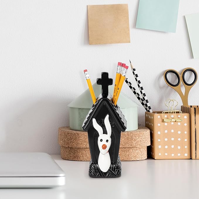 Jay Franco Disney Nightmare Before Christmas Bathroom Accessories - 2 Piece Black & White Resin Bathroom Décor and Storage Set Includes Toothbrush Holder and Soap Dish Set