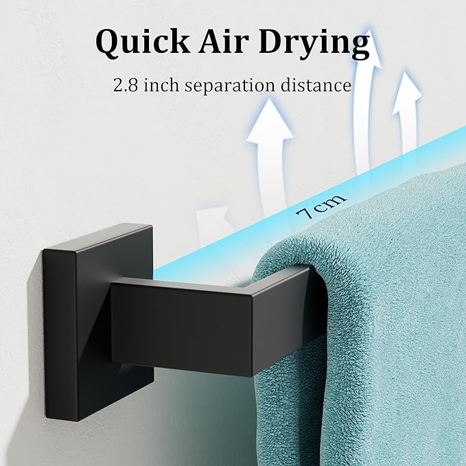 Alise Black Towel Bar, 28 Inch Towel Racks for Bathroom, SUS304 Stainless Steel Towel Holder Wall Mounted, Heavy Duty Towel Hanger for Bathroom & Kitchen (Matte Black)
