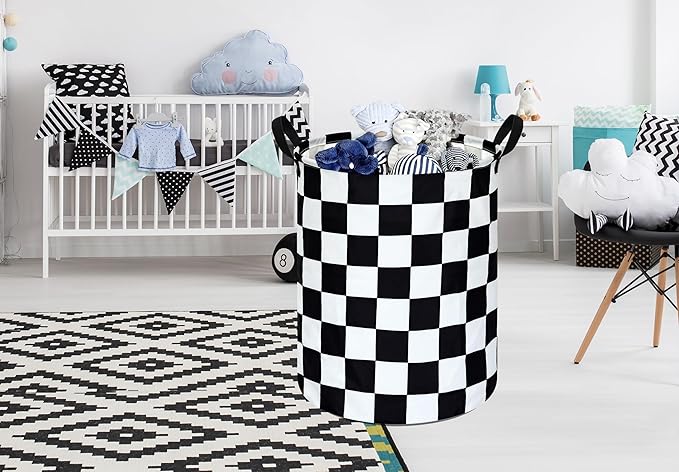 Round Laundry Hamper Clothes Storage Basket Fabric Storage Hamper Organization Storage Bin, Nursery Box,Gift Basket with Handles
