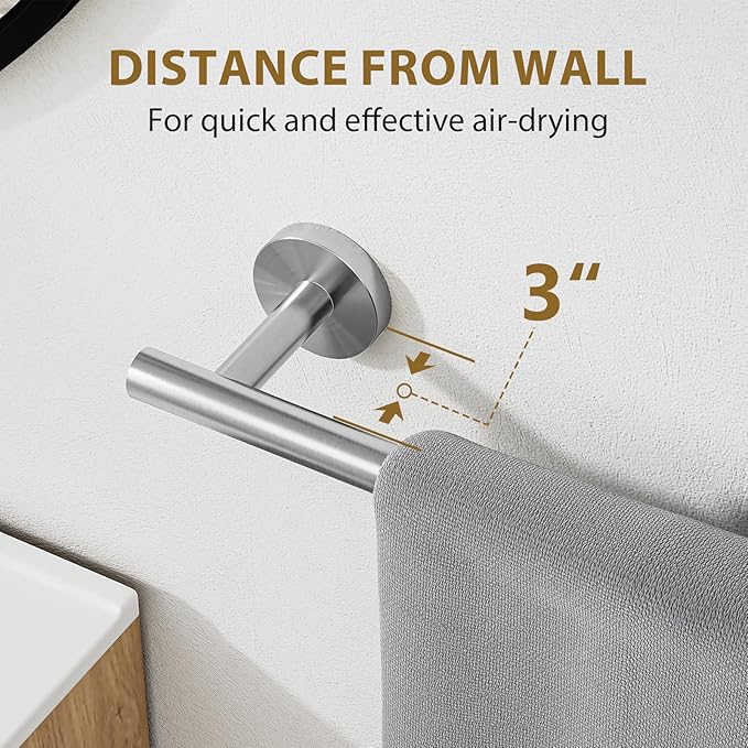 Luxbaro 24 Inch Brushed Nickel Towel Bar, Thicken Towel Rack for Bathroom Wall Mounted, SUS304 Stainless Steel Towel Rod, Modern Home Decor (Total Length 26 Inch)