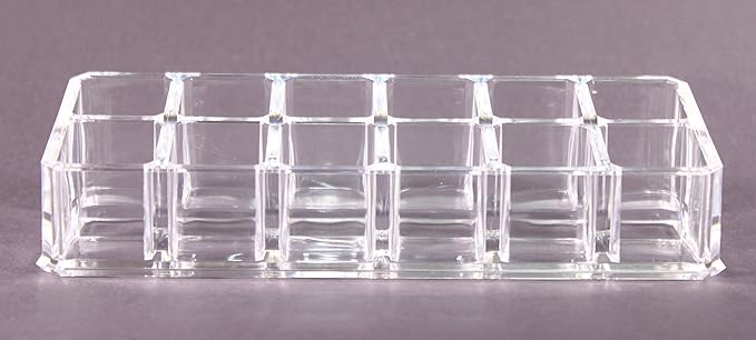 Clear Acrylic Makeup Case and Lipstick or Brush Holder with 12 Compartments