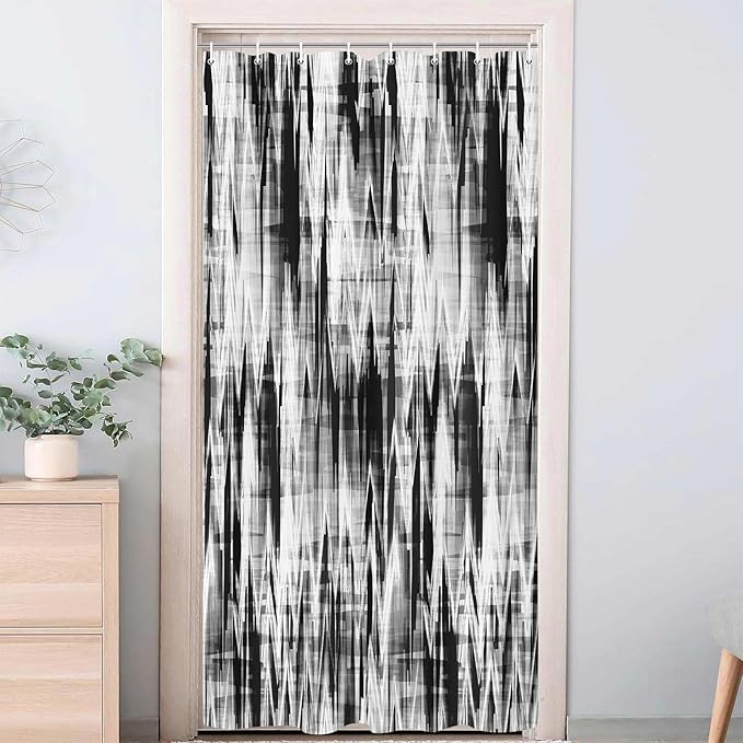 Black White Shower Curtain, Modern Abstract Pattern Machine Washable Home Bathroom Decorations, Wave Striped Wave Shower Curtain Set with Hooks Waterproof Fabric Bath Curtains Home Decor, 72X72IN