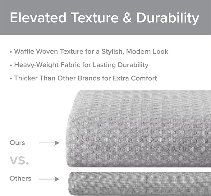 Madison Park Shower Curtain Waffle Weave, Vibrant Dyed, Waffle Shower Curtain 3M Scotchgard Moisture Management, Farmhouse Shower Curtains for Bathroom, Standard: 72x72 Grey