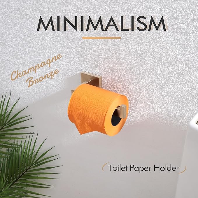 KOKOSIRI Toilet Paper Holders Wall Mounted Toilet Roll Holder for Bathrooms Hardware Washroom, Champagne Bronze Stainless Steel B2003CPG
