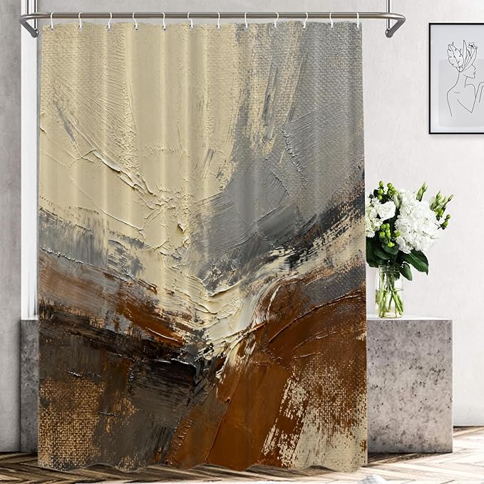 Shrahala Multicolored Modern Abstract Decorative Shower Curtain, Artists Oil Paints Closeup Bathroom Décor Polyester Fiber Waterproof with Plastic Rings for Shower Stall Bathtubs 72 x 72 in