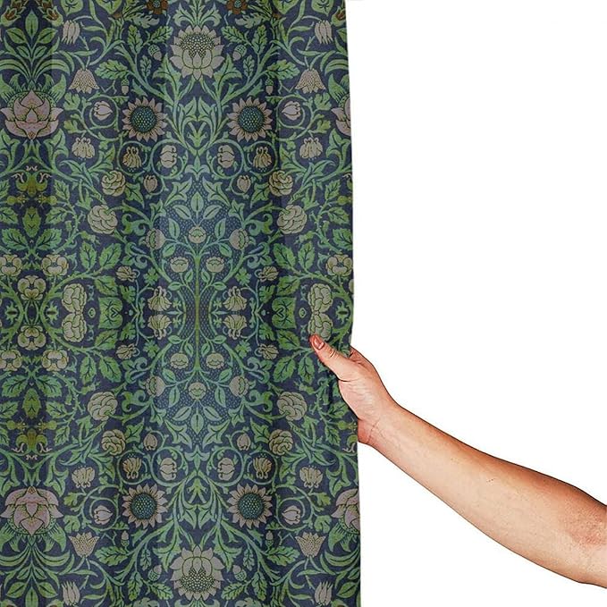 William Morris Original Design Vintage Shower Curtain Furniture Bathroom Fabric Decorations Washable Shower Curtain with Hooks 72x72 Inches(183x183cm), Style-9