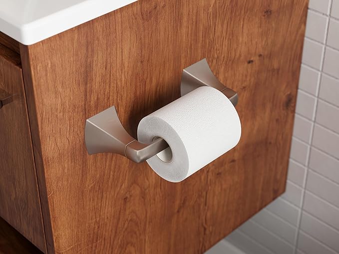 Pfister Bruxie Toilet Paper Holder, Bathroom Tissue Roll Holder, Wall-Mounted, Screw-in, Spot Defense Brushed Nickel Finish, BPHBIE0GS