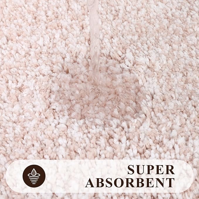 Pauwer Bathroom Rug Set, Non Slip Mats, Absorbent Shower Rugs for Tub & Floor, Machine Washable, Dusty Pink