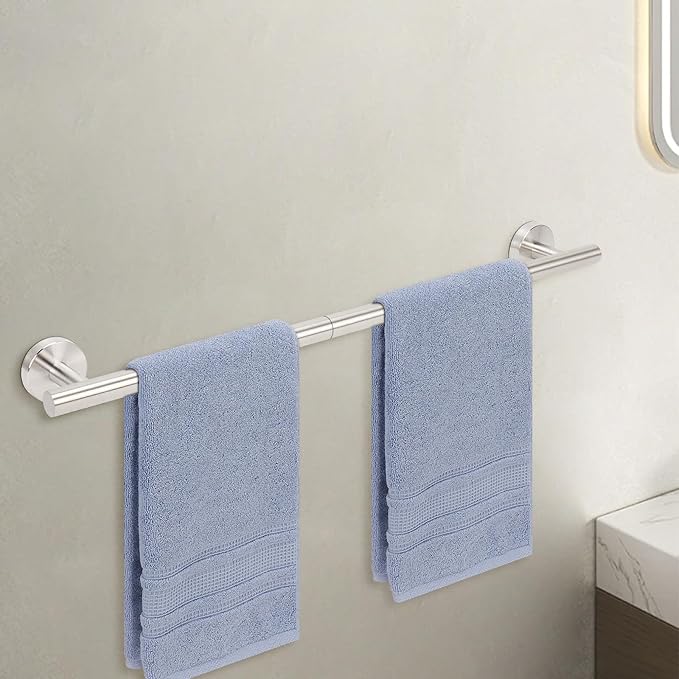 Livabber Bath Towel Bar, 304 Stainless Steel Towel Rack, Heavy Duty Towel Holder Wall Mounted for Bathroom/Kitchen, Usable Hanging Length-20.9 Inch, Total Length-23.7 Inch (Brushed Nickel)