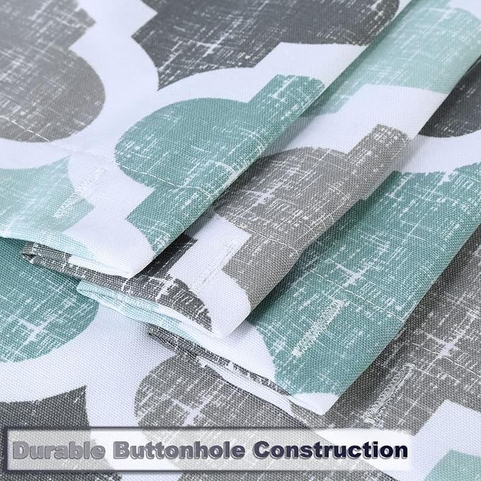 CAROMIO Geometric Quatrefoil Patterned Modern Poly-Cotton Stall Fabric Shower Curtain for Bathroom, Aqua/Mint/Grey, 54x78 Inches