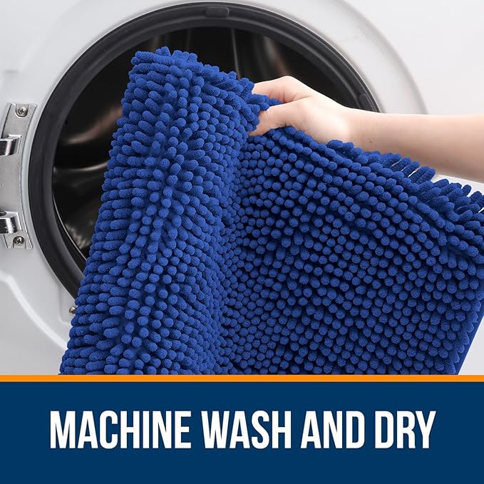 OLANLY Bathroom Rugs 45x27, Extra Soft Absorbent Chenille Bath Rugs, Rubber Backing Quick Dry, Machine Washable Bath Mats for Bathroom Floor, Tub and Shower, Home Decor Accessories, Royal Blue