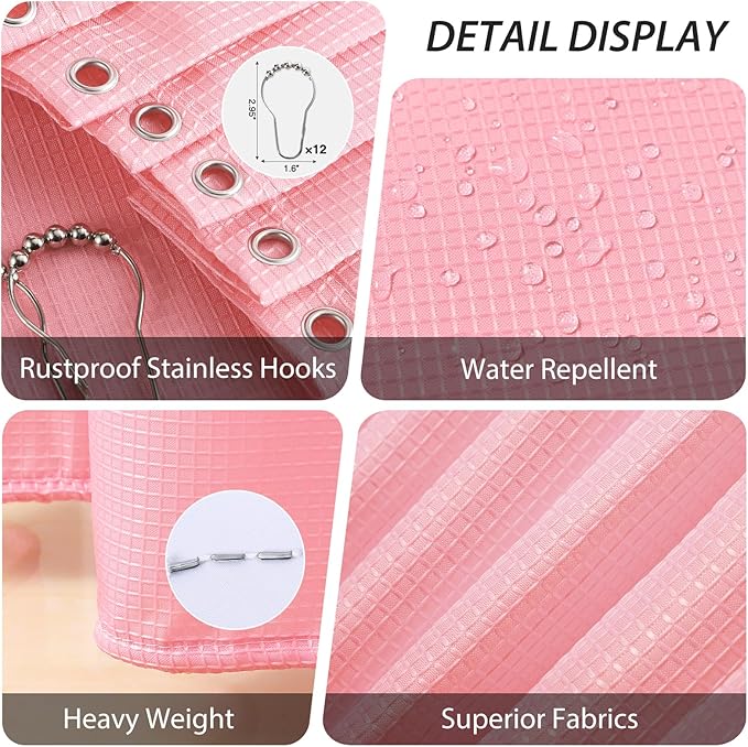 Bathroom Accessory Set - 25PC Bathroom Sets with Shower Curtain and Rugs, Pink Bathroom Set, Bathroom Accessories Set, Shower Curtain Sets with Rugs, Bathroom Trash Can & Soap Dispenser