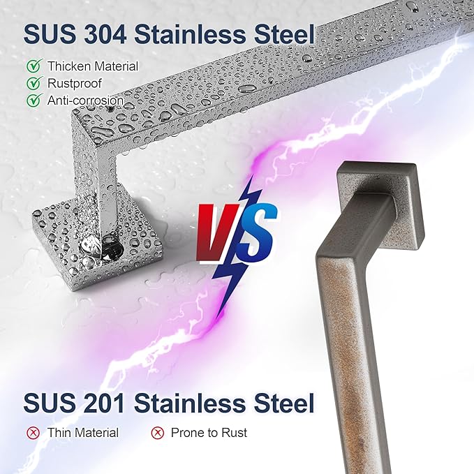 SEIDO 30 Inch Polished Chrome Towel Bar, Heavy Duty & Rust-Proof 304 Stainless Steel Bath Towel Holder, Modern Square Wall Mounted Towel Rack for Bathroom, Kitchen, RV