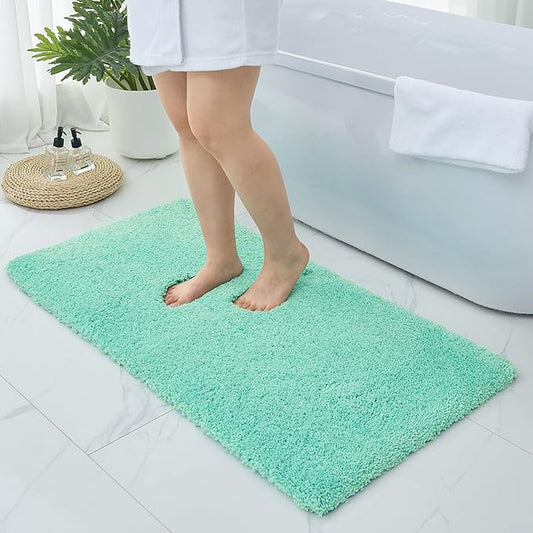 Bathroom Rugs Non Slip Washable 59x24, Ultra Thick Soft Microfiber Absorbent Bath Mats, High Density Foam Latex Non Slip Backing Bath Rugs, Fluffy Floor Carpet for Tub&Shower, SpaBlue
