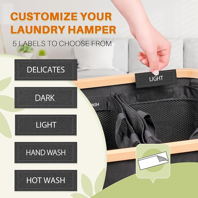 Laundry Hamper with Lid, 160L Dirty Clothes Hamper for Laundry Basket 3 Section, Extra Large Laundry Sorter Hamper 3 Compartment with Removable Inner Bags & Labels, Dark Grey