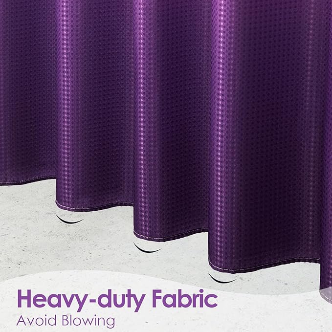 MitoVilla Purple Ombre Shower Curtain 72 x 78, Long Waffle Fabric Shower Curtains for Modern Luxury Bathroom Decor, Heavy Duty Hotel Cloth Shower Curtains 78 inch Long